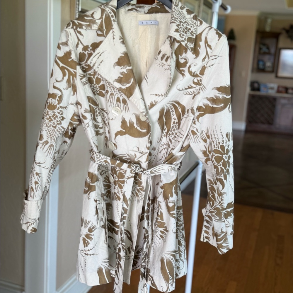 Floral Print Belted Robe - Cream and Brown